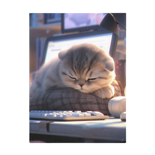 Scottish Fold Cat Chilling Peacefully On Desk In The Morning Blanket, Cat Lover Gift