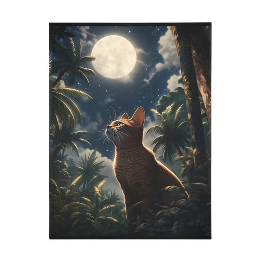 Cat In The Night Sky Moonlight Blanket, Cat Lover Gift