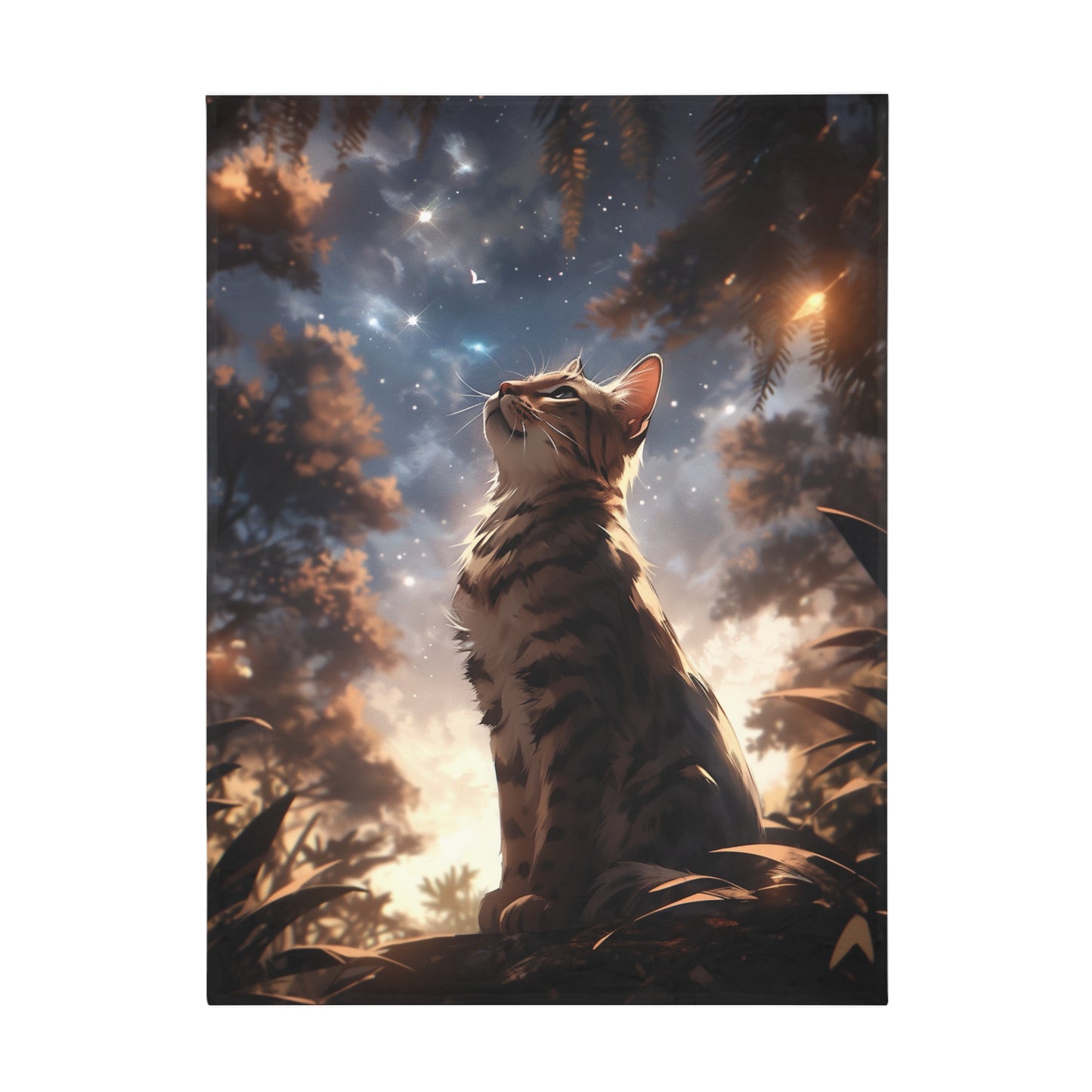 Bengal Cat In The Night Sky Moonlight Blanket, Cat Lover Gift