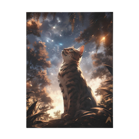 Bengal Cat In The Night Sky Moonlight Blanket, Cat Lover Gift