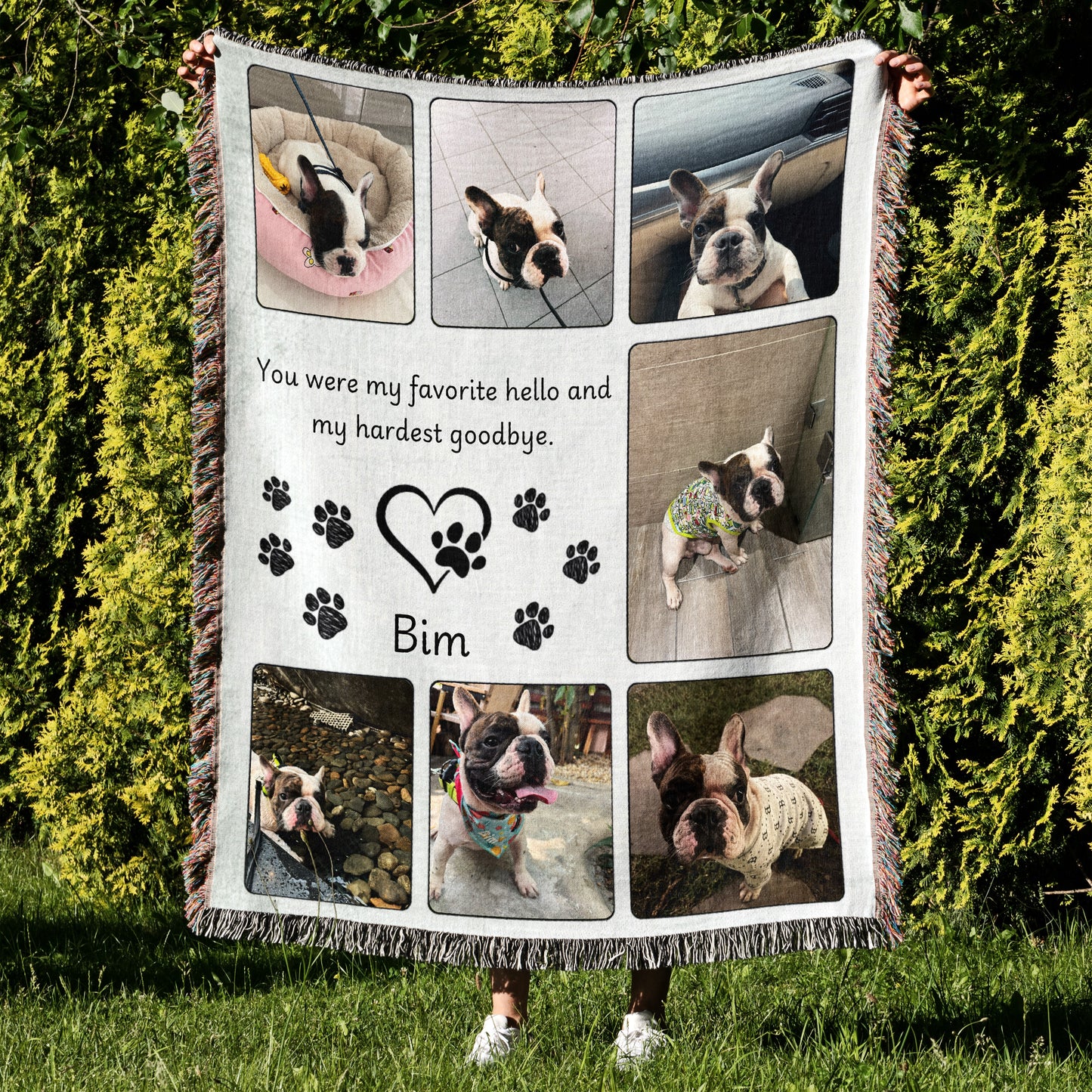 Personalized Pet Journey Fringe Blanket, Custom Pet Photo, Name And Quote, Pet Owner Gift