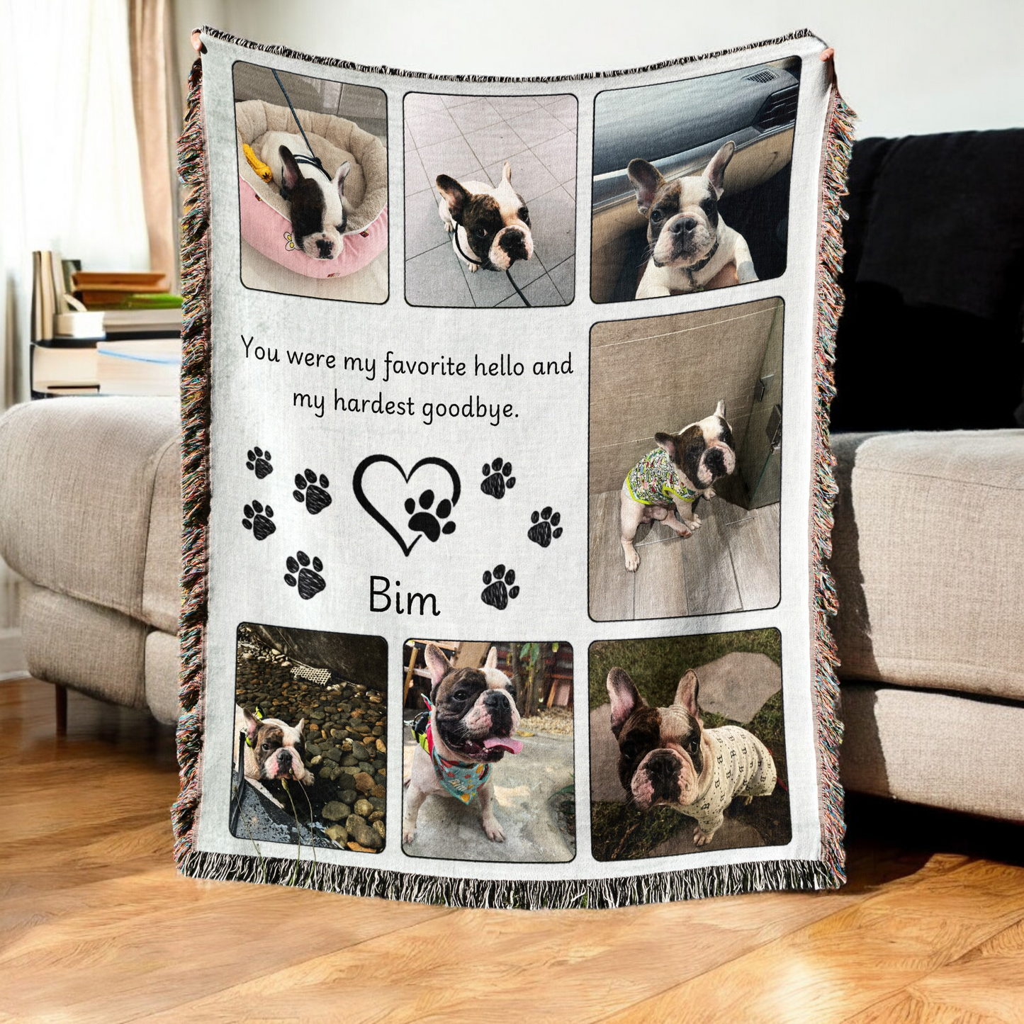 Personalized Pet Journey Fringe Blanket, Custom Pet Photo, Name And Quote, Pet Owner Gift