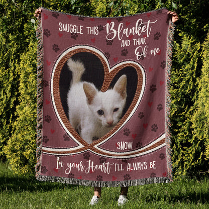 Personalized Pet Photo Heart Fringe Blanket, Custom Pet Photo And Name, Gift For Pet Owner