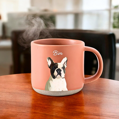 Personalized Pet Pottery Mug 12oz, Custom Pet Photo And Name, Gift For Pet Owners