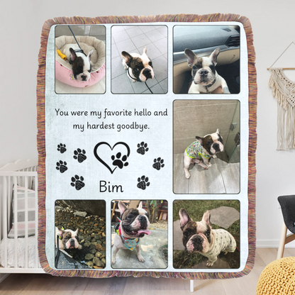 Personalized Pet Journey Fringe Blanket, Custom Pet Photo, Name And Quote, Pet Owner Gift