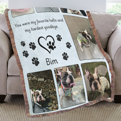 Personalized Pet Journey Fringe Blanket, Custom Pet Photo, Name And Quote, Pet Owner Gift