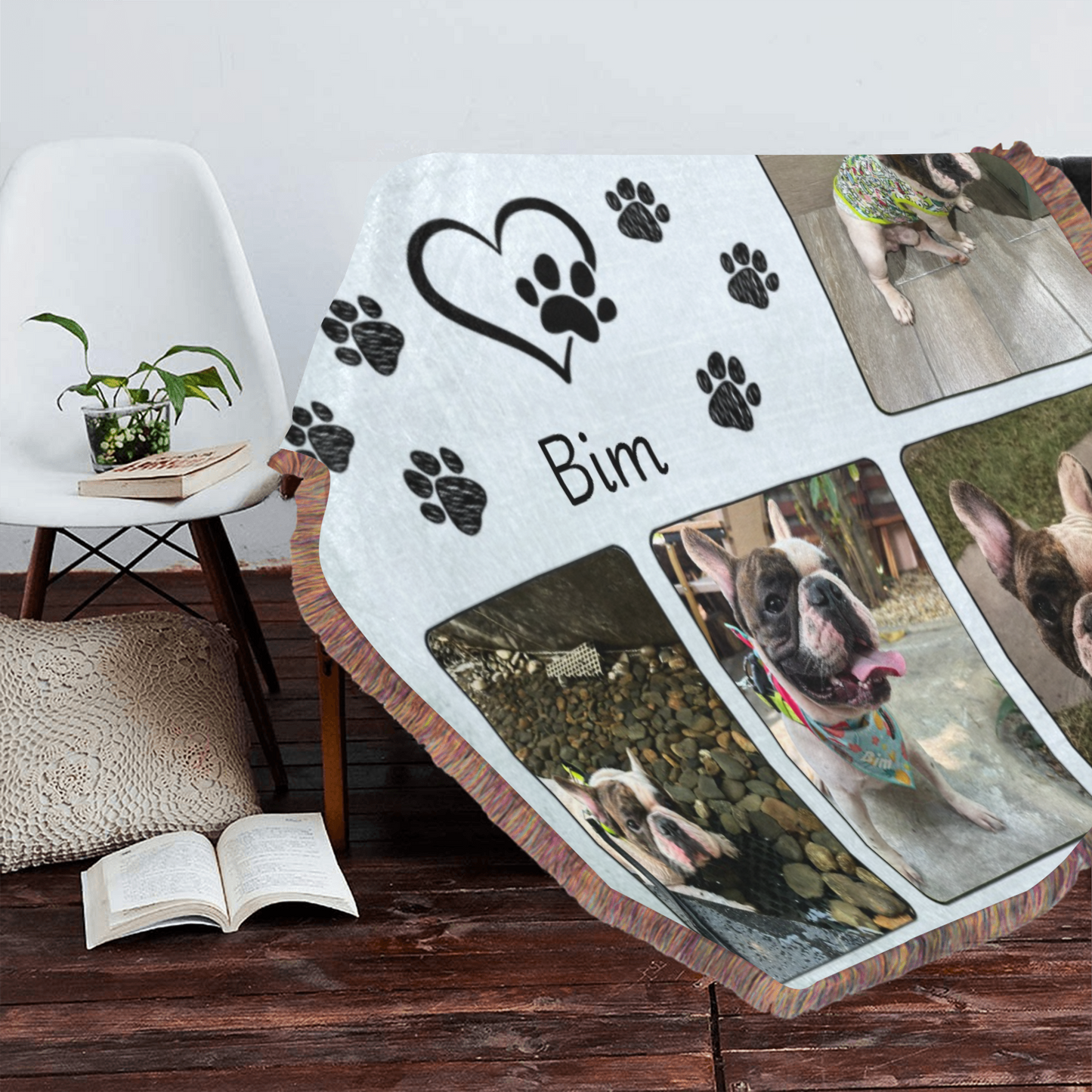 Personalized Pet Journey Fringe Blanket, Custom Pet Photo, Name And Quote, Pet Owner Gift