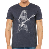 Bear playing bass guitar shirt | mens animal playing guitar tshirt | music tee | mens graphic t shirts