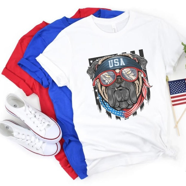 American Bulldog 4th of July T-Shirt, Independence Day Shirt, Independence Day Unisex Tee, American Dog Shirt, USA Flag Tee, Patriotic Gift