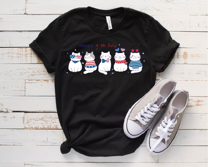 4th of July Cat Shirt, America  Cat  Animals Tees, Independence, Patriotic cat shirt, Cute Cat America