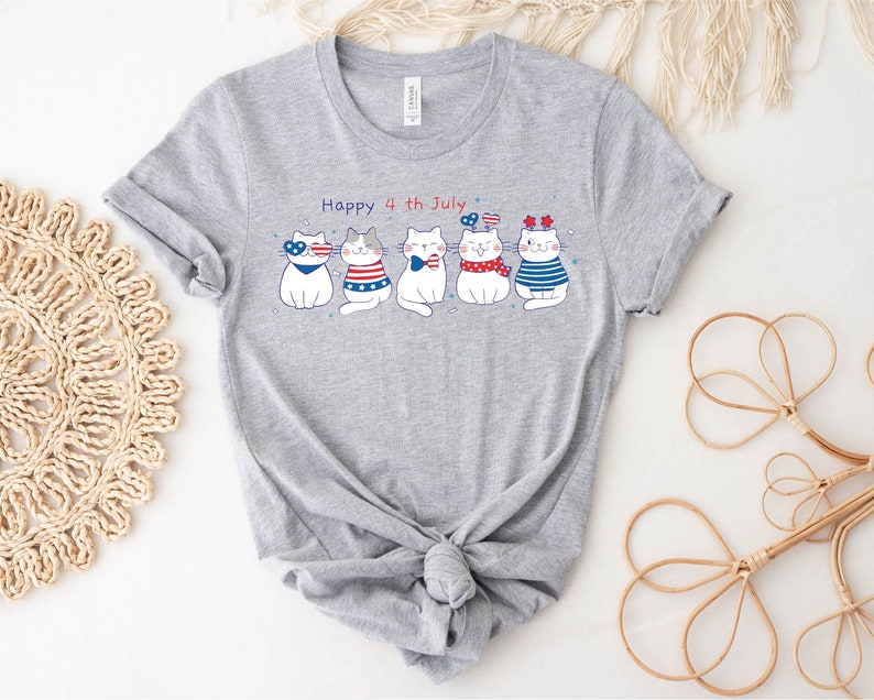 4th of July Cat Shirt, America  Cat  Animals Tees, Independence, Patriotic cat shirt, Cute Cat America