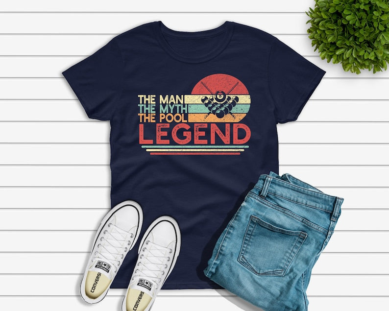 Pool Player Shirt for Men, The Man The Myth The Pool Legend T-shirt, Funny Billiards Gift for Him, Unisex Short Sleeve Tee