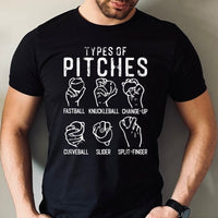 Types of Pitches Baseball Shirt, Baseball Coach Gift T-Shirt, Baseball Lover Gift Tee, Baseball Fan Shirt, Baseball Lover Mom Gift Tee