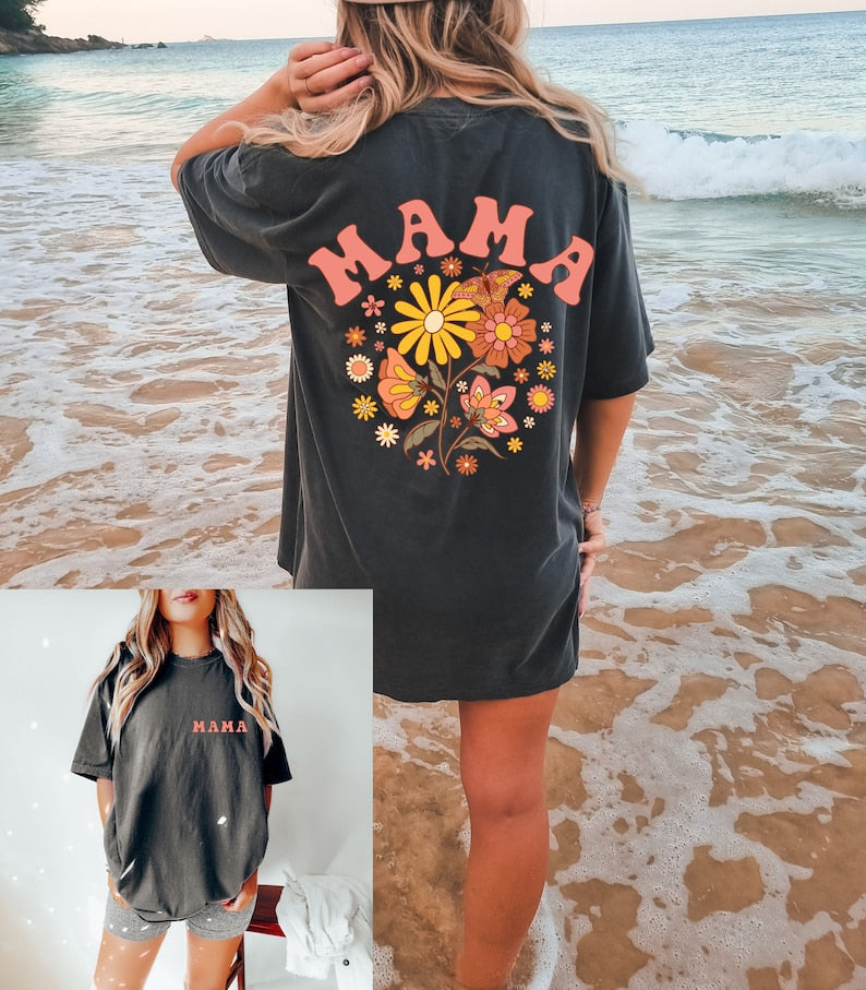 Floral Mama Shirt, Retro Mama Shirt, Flower Mom Shirt, Mother's Day Shirt, Gift to Mom, New Mama Shirt