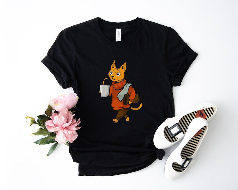 Fationable cat shirt, cat sweatshirt, halloween sweatshirt, halloween cat shirt, cat lover shirt, black cat shirt, spooky season shirt,