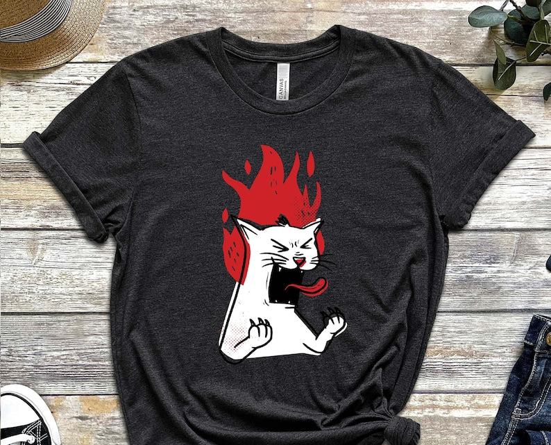 Angry Cat Shirt, Anger Issues, Anger Shirt, Cat Shirt, Kitty Shirt, White Cat Tee, Funny Cat Shirt, Mental Shirt, Gift For Friend
