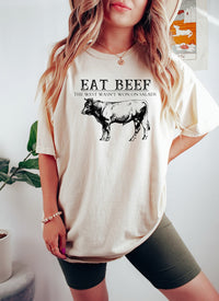 Eat beef the west wasn't won by salads sweatshirt, western T Shirt, country shirt, howdy shirt, cow shirt, highland shirt, vintage western
