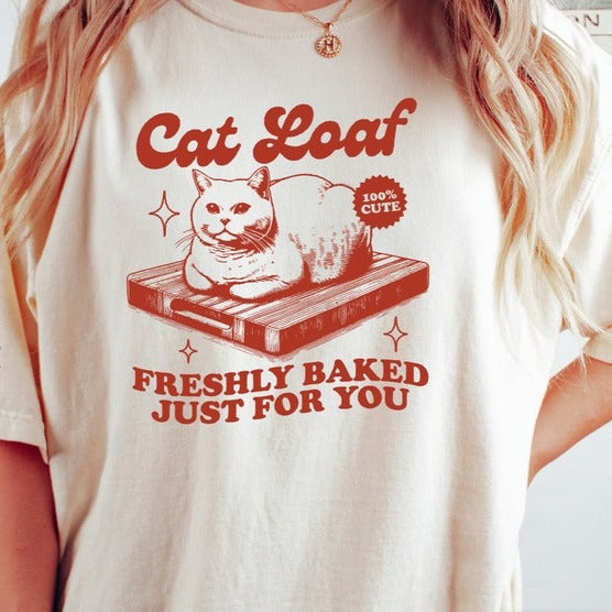 Cat Loaf Tshirt, Funny Cat Shirt, Trendy Vintage Retro Tshirts, Cat Lover Graphic Tees, Cat Lover Gift