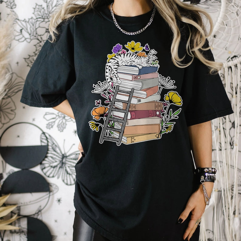Cat Book T Shirt, Books and Cats Shirt, Reading Shirt, Cat Lover Shirt, Gift for Cat Lover, Gift for Book Lovers, Bookish Shirt, Cat Mom