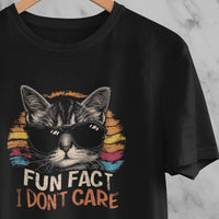 Fun Fact Cat Shirt, Humorous Shirt, Cool Cat I Don't Care T-Shirt, Funny Gift