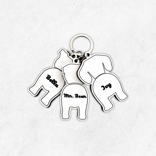 Custom Dog Silhouette Wooden Keychain, Personalized Gift For Dog Parents