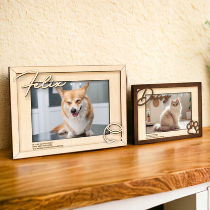 Personalized Wooden Pet Photo Frame, Custom Pet Name Picture Frame, Gifts for Pet Lovers