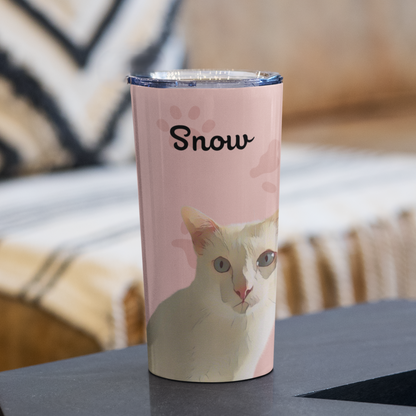 Personalized Pet Portrait Tumbler, Custom Pet Photo And Name, Gift For Pet Owners