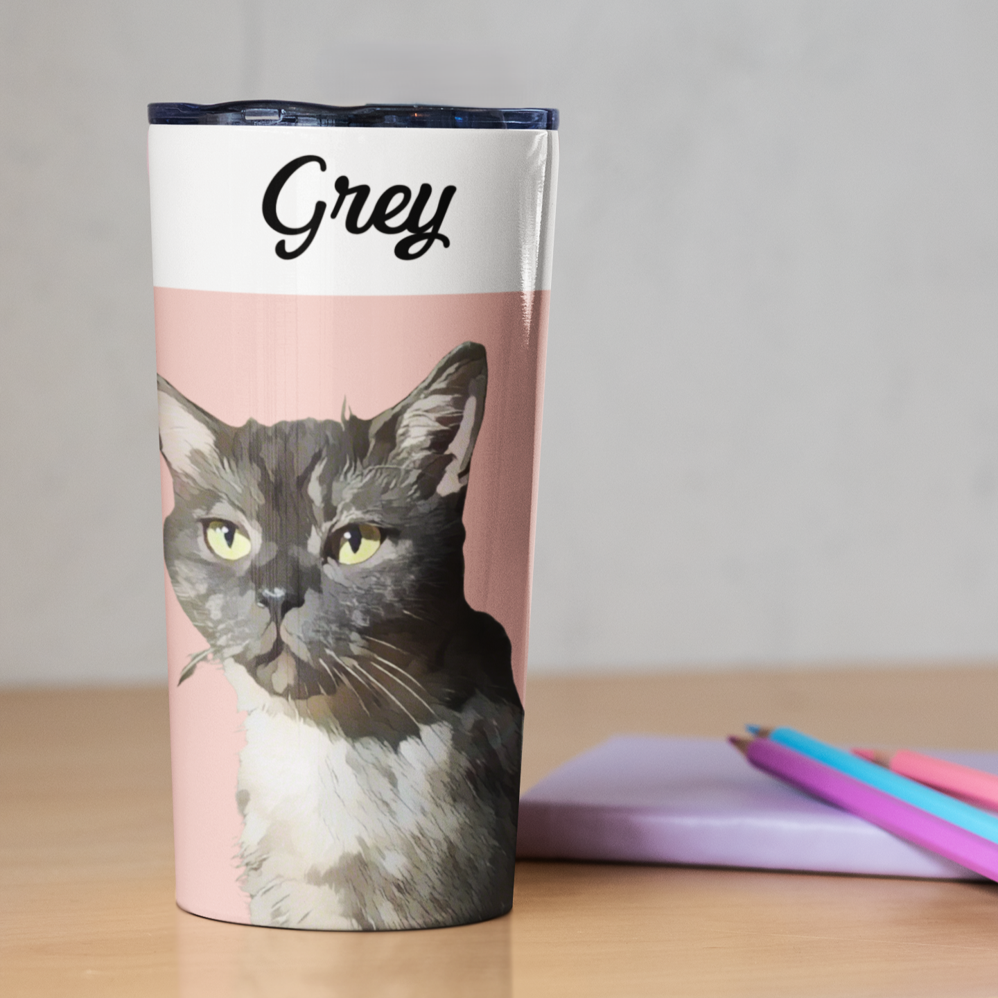 Personalized Pet Portrait Tumbler, Custom Pet Photo And Name, Gift For Pet Owners