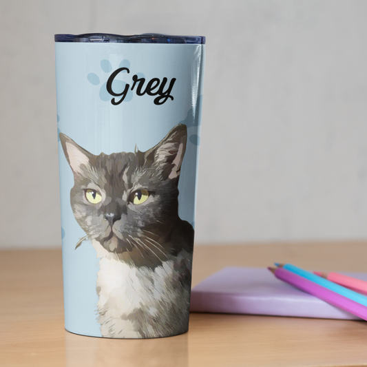 Personalized Pet Paw Prints Tumbler, Custom Pet Photo And Name, Gift For Pet Owners