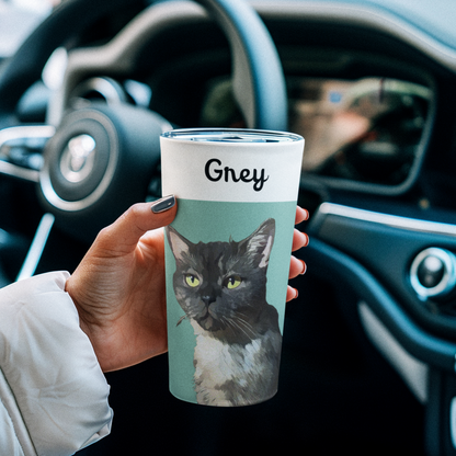 Personalized Pet Portrait Tumbler, Custom Pet Photo And Name, Gift For Pet Owners