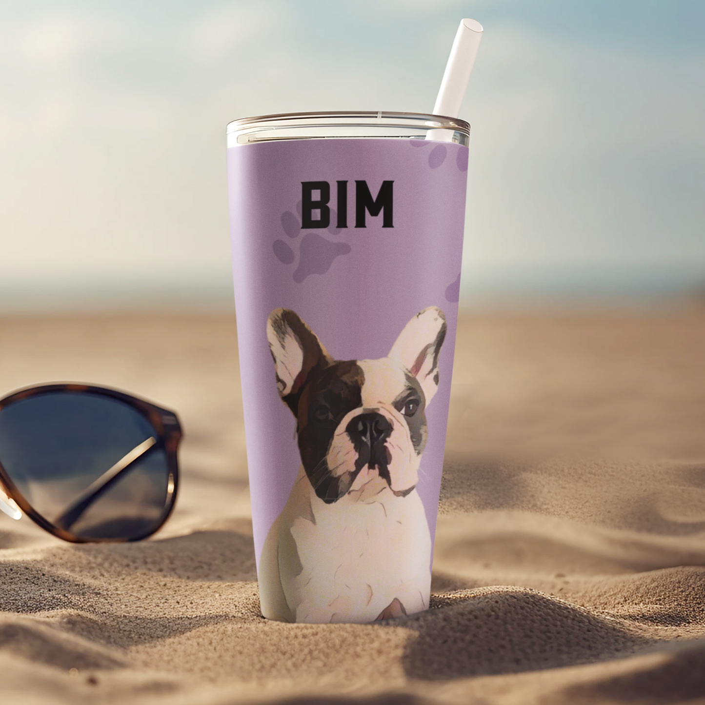 Personalized Pet Paw Prints Tumbler, Custom Pet Photo And Name, Gift For Pet Owners