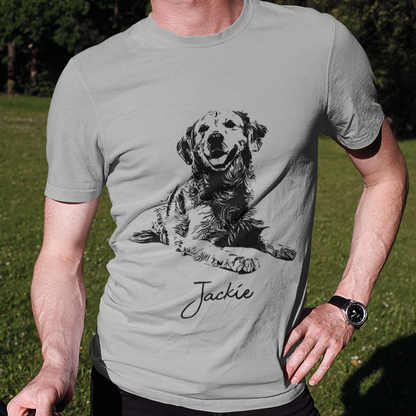 Custom Pet Sketch T-Shirt, Personalized Pet Photo and Name Shirt, Gifts for Pet Lovers