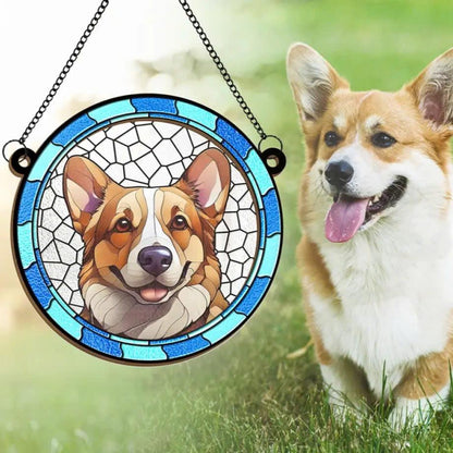 Custom Stained Glass Suncatcher, Personalized Pet Portrait from Photo Memorial Suncatcher, Gift For Pet Lovers