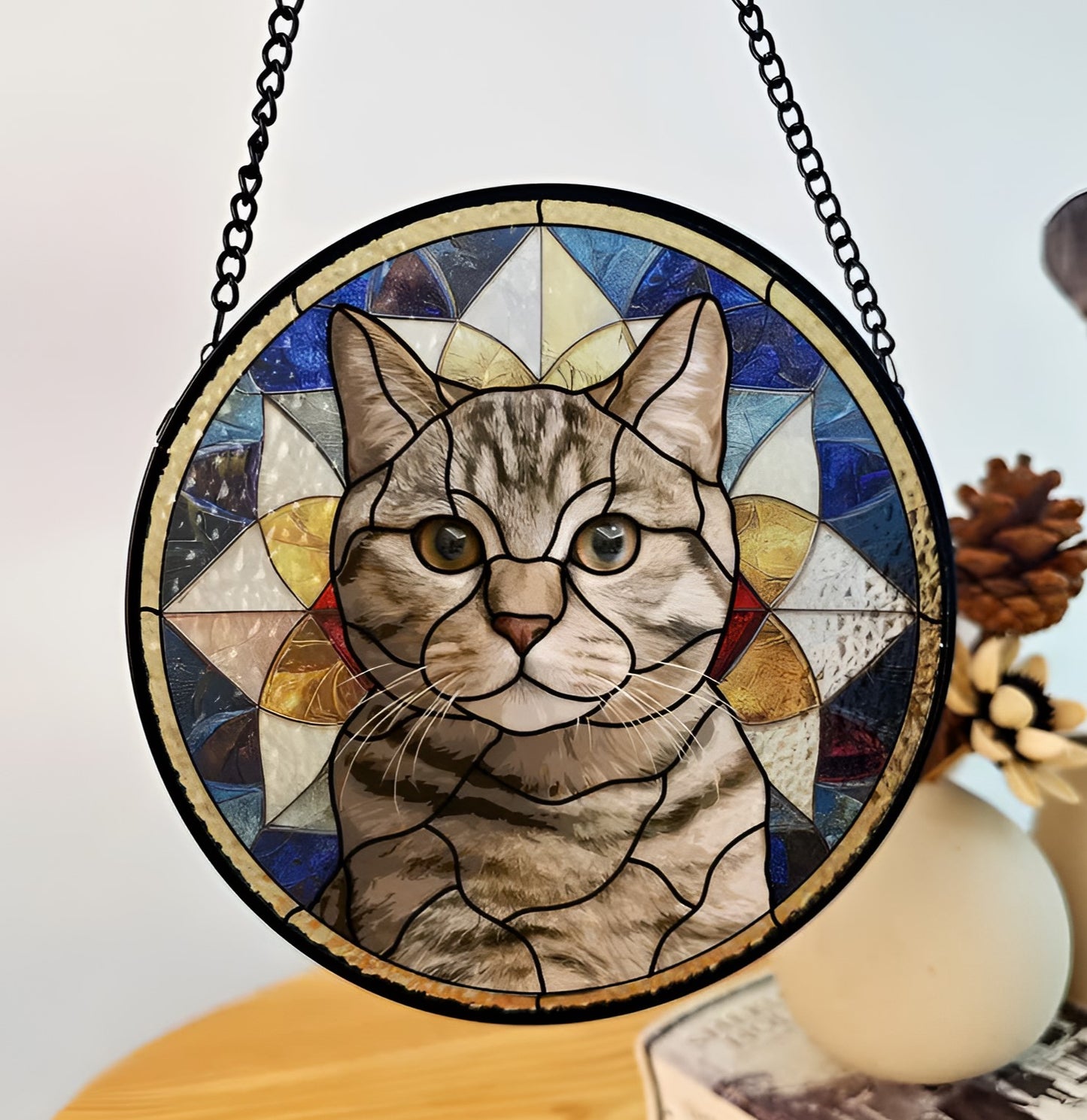 Personalized Pet Memorial Art Suncatcher, Custom Stained Glass Suncatcher, Gift For Pet Owners