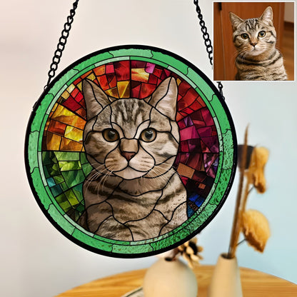 Personalized Pet Memorial Art Suncatcher, Custom Stained Glass Suncatcher, Gift For Pet Owners