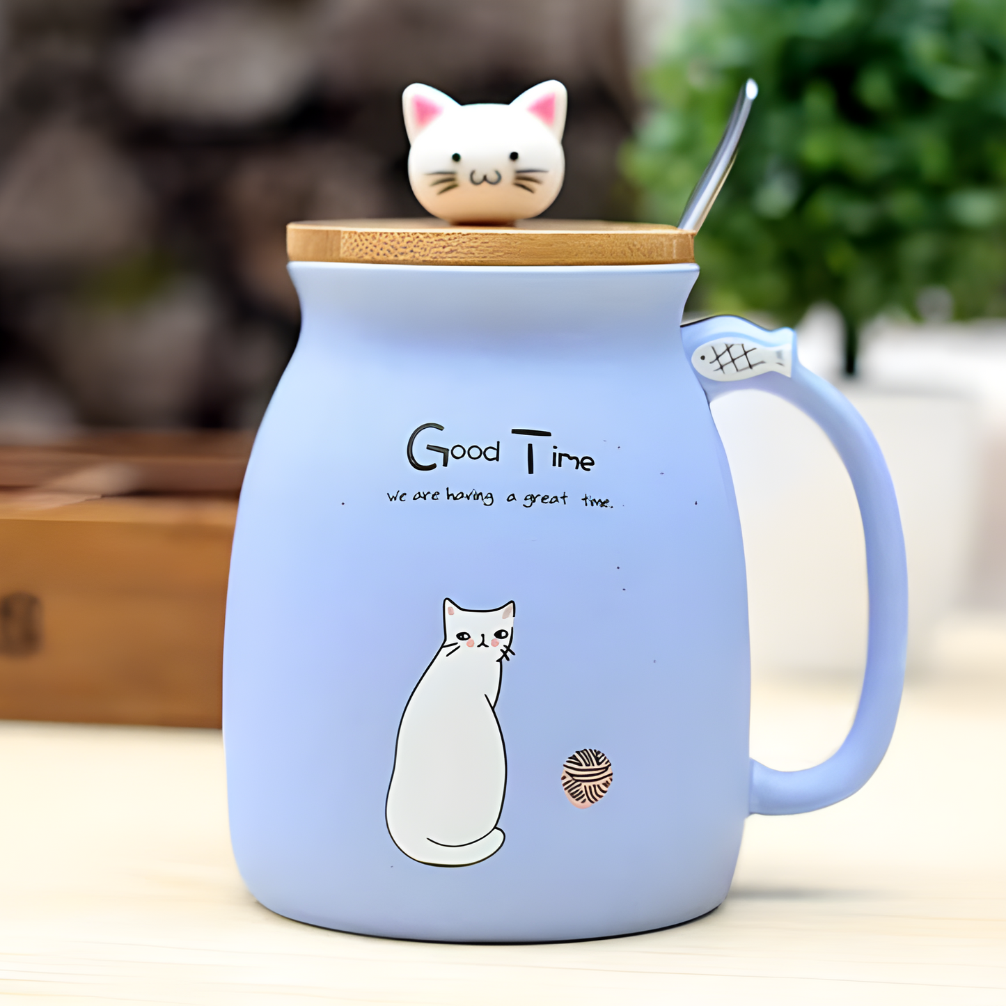 Kitten Lid Ceramic Mug 15oz, Cat Heat-resistant Ceramic Mug, Gift For Cat Lover