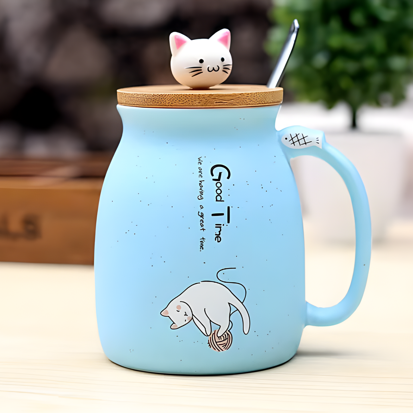 Kitten Lid Ceramic Mug 15oz, Cat Heat-resistant Ceramic Mug, Gift For Cat Lover