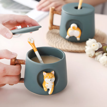 Dog Creative Ceramic Mug 14oz, Shiba Inu Ceramic Mug, Gift For Dog Lover