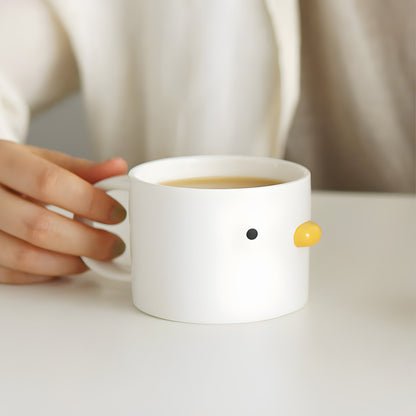 Cute Chicken Ceramic Mug, White Ceramic Mug, Gift For Animal Lover