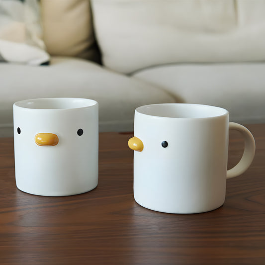 Cute Chicken Ceramic Mug, White Ceramic Mug, Gift For Animal Lover