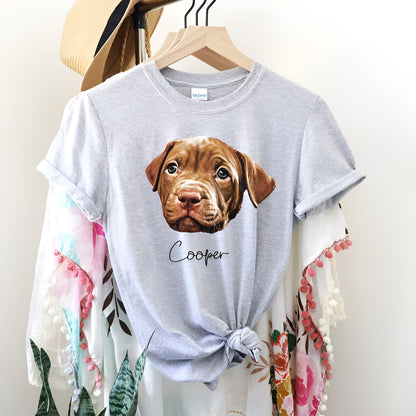 Custom Pet Photo T-Shirt, Personalized Pet Photo and Name Shirt, Gifts for Pet Lovers