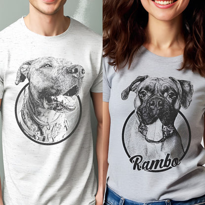 Custom Vintage Style Pet Photo T-Shirt, Personalized Pet Photo and Name Shirt, Gifts for Pet Lovers