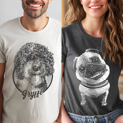 Custom Vintage Style Pet Photo T-Shirt, Personalized Pet Photo and Name Shirt, Gifts for Pet Lovers