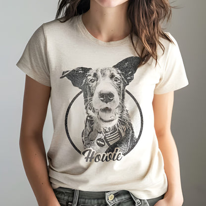 Custom Vintage Style Pet Photo T-Shirt, Personalized Pet Photo and Name Shirt, Gifts for Pet Lovers