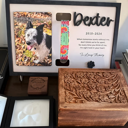 Personalized Wooden Pet Memorial Frame, Custom Pet Collar Holder Wooden Sign, Remembrance Gift For Loss Pet