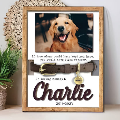 Personalized Wooden Pet Memorial Frame, Custom Pet Collar Holder Wooden Sign, Remembrance Gift For Loss Pet