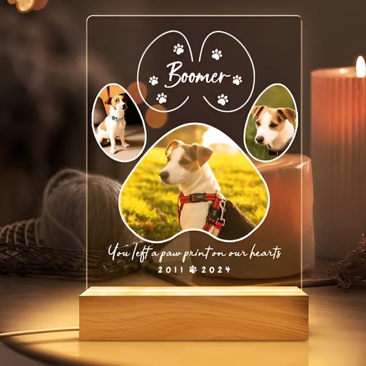 Personalized Pet Memorial Night Light, Custom Pet Photo Night Light, Sympathy Gift for Loss of Pet