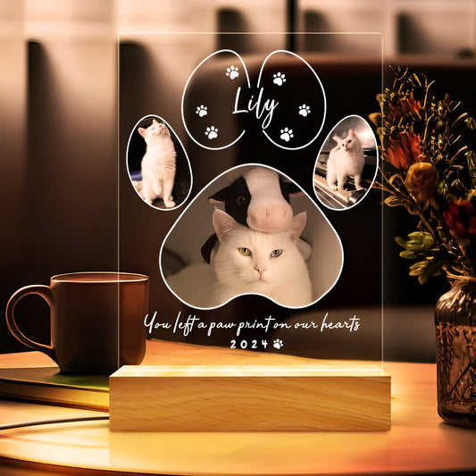 Personalized Pet Memorial Night Light, Custom Pet Photo Night Light, Sympathy Gift for Loss of Pet