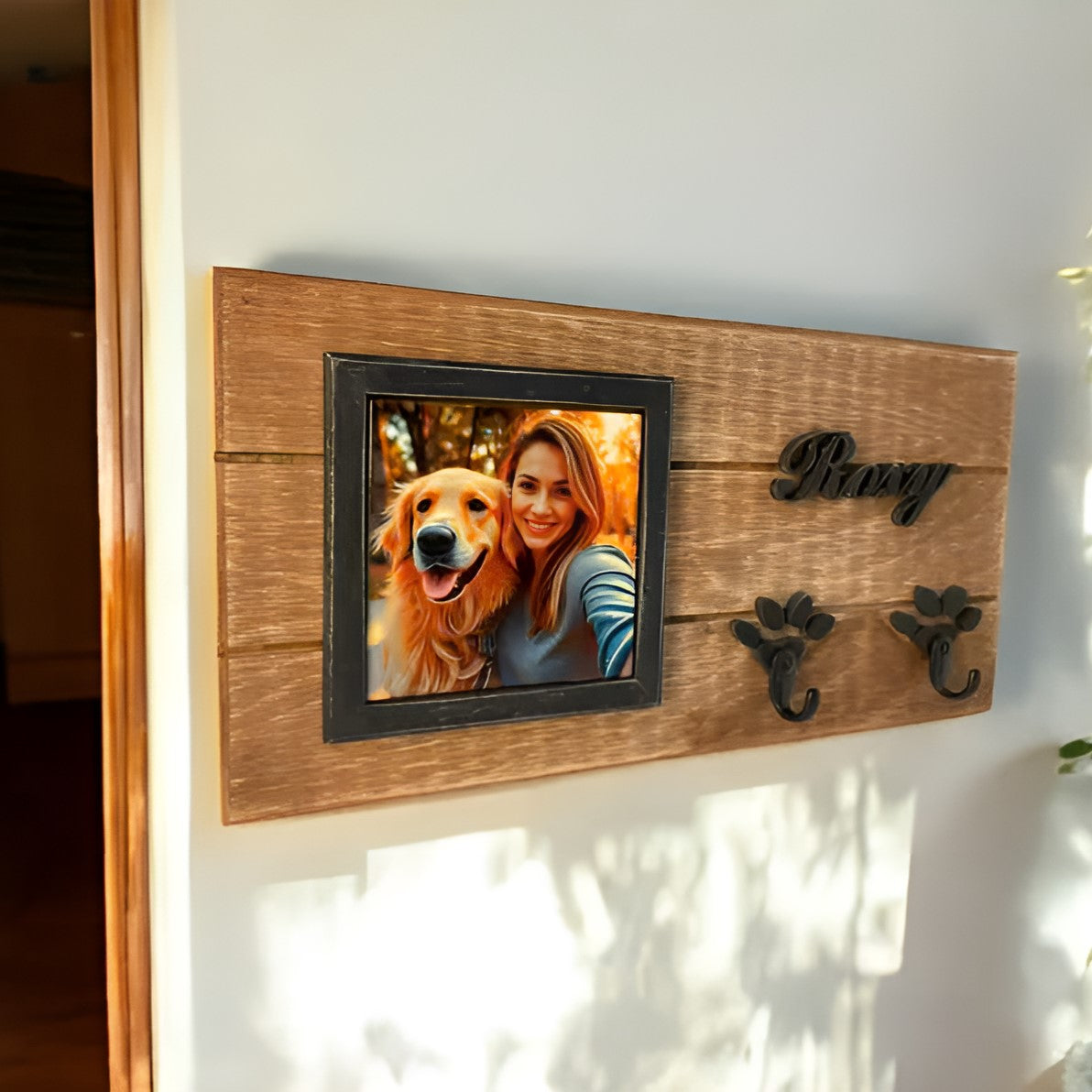 Leash Holder Pet Photo Frame Personalized, Custom Pet Key Hanger, Unique Gift For Pet Owners, Pet Lovers