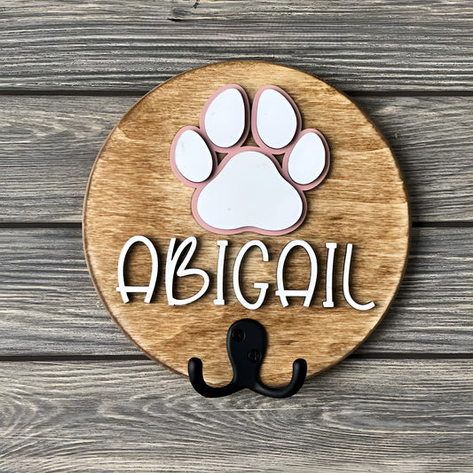 Leash Holder Pet Circle Shape, Personalized Key Hanger, Unique Gift For Pet Owners, Pet Lovers